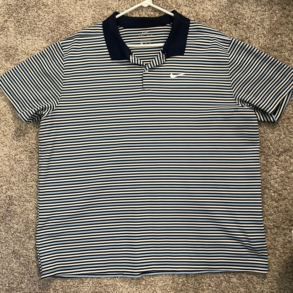 Men’s Nike Dri-Fit Blue and White striped Polo